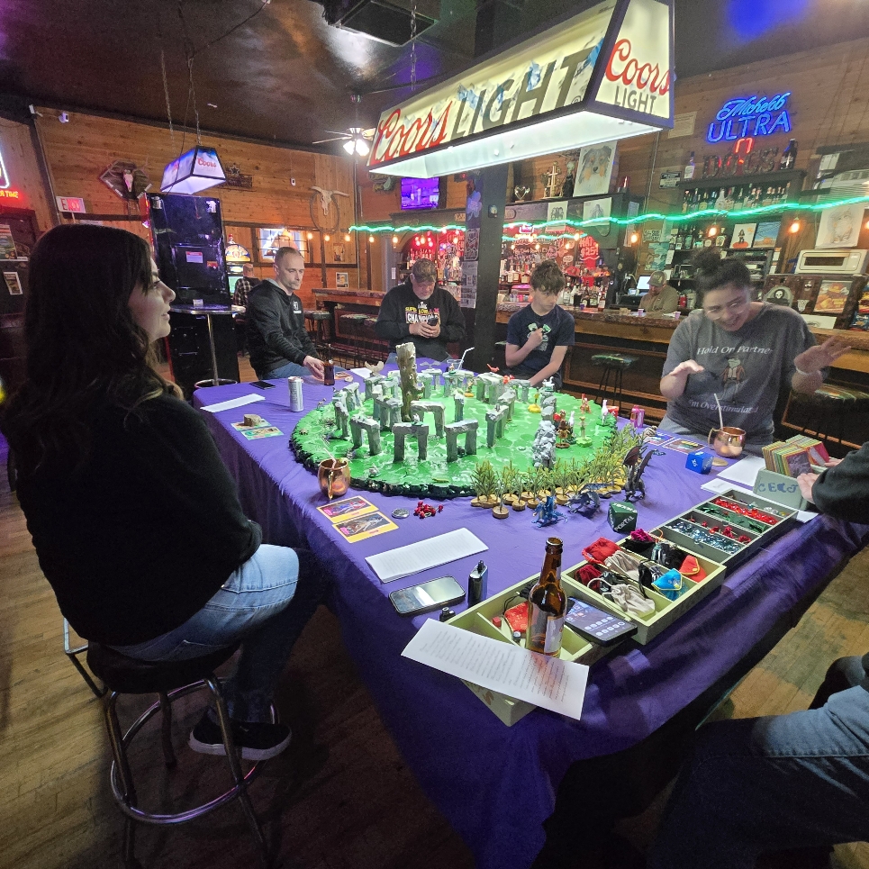 Doc's Saloon interior — pool tables and full bar